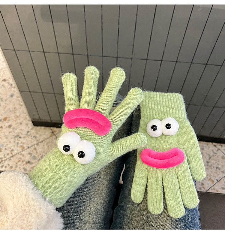 Wholesale Cute and funny warm fleece knitted gloves